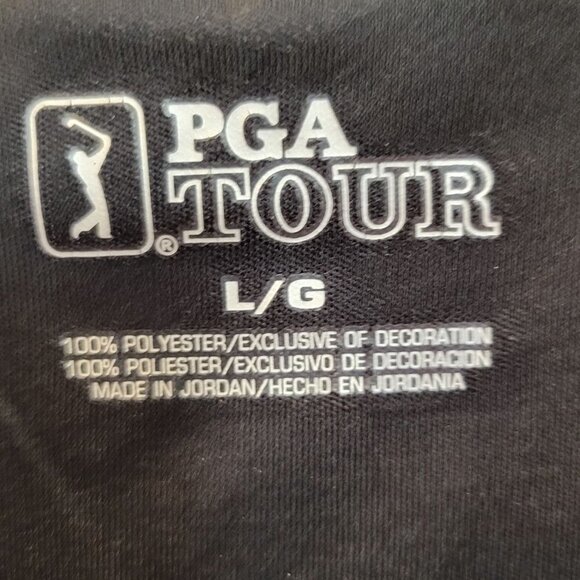 PGA Tour Men's Sz Large Black White Striped SS Stretch Pullover Golf Polo Shirt - Picture 3 of 5